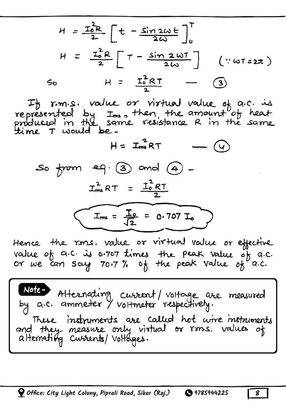 Root Mean Square (RMS) Value of Alternating Current (AC) – SCIENCE ...
